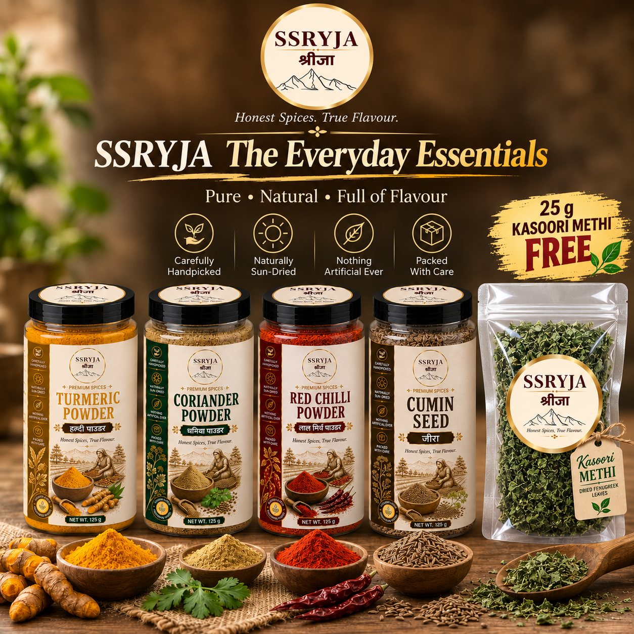 SSRYJA The Everyday Essentials – 525 g | Basic Indian Spices