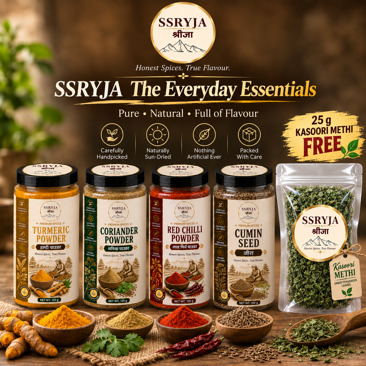 SSRYJA The Everyday Essentials – 525 g | Basic Indian Spices