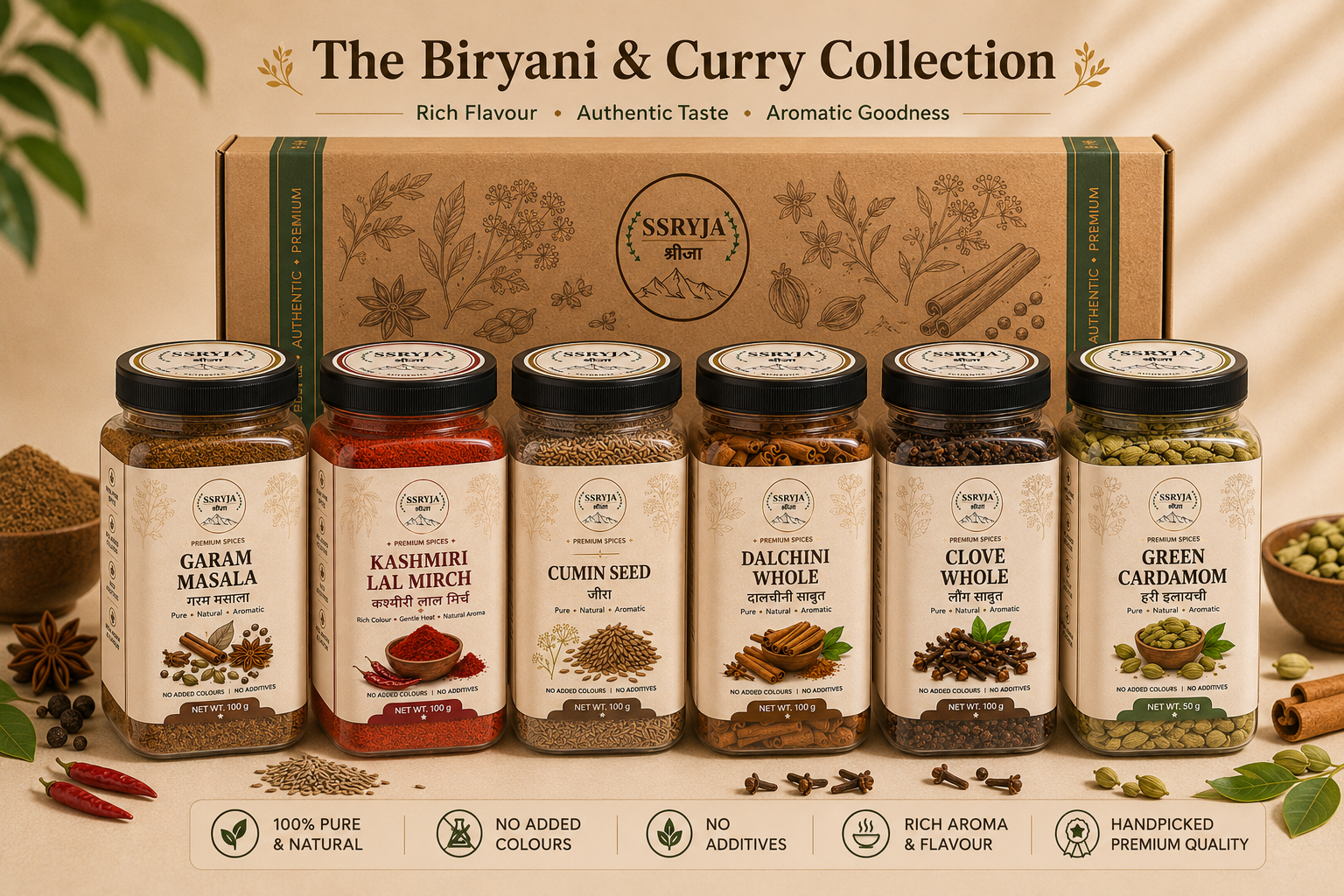 SSRYJA Biryani & Curry Collection – 6 Essential Indian Spices