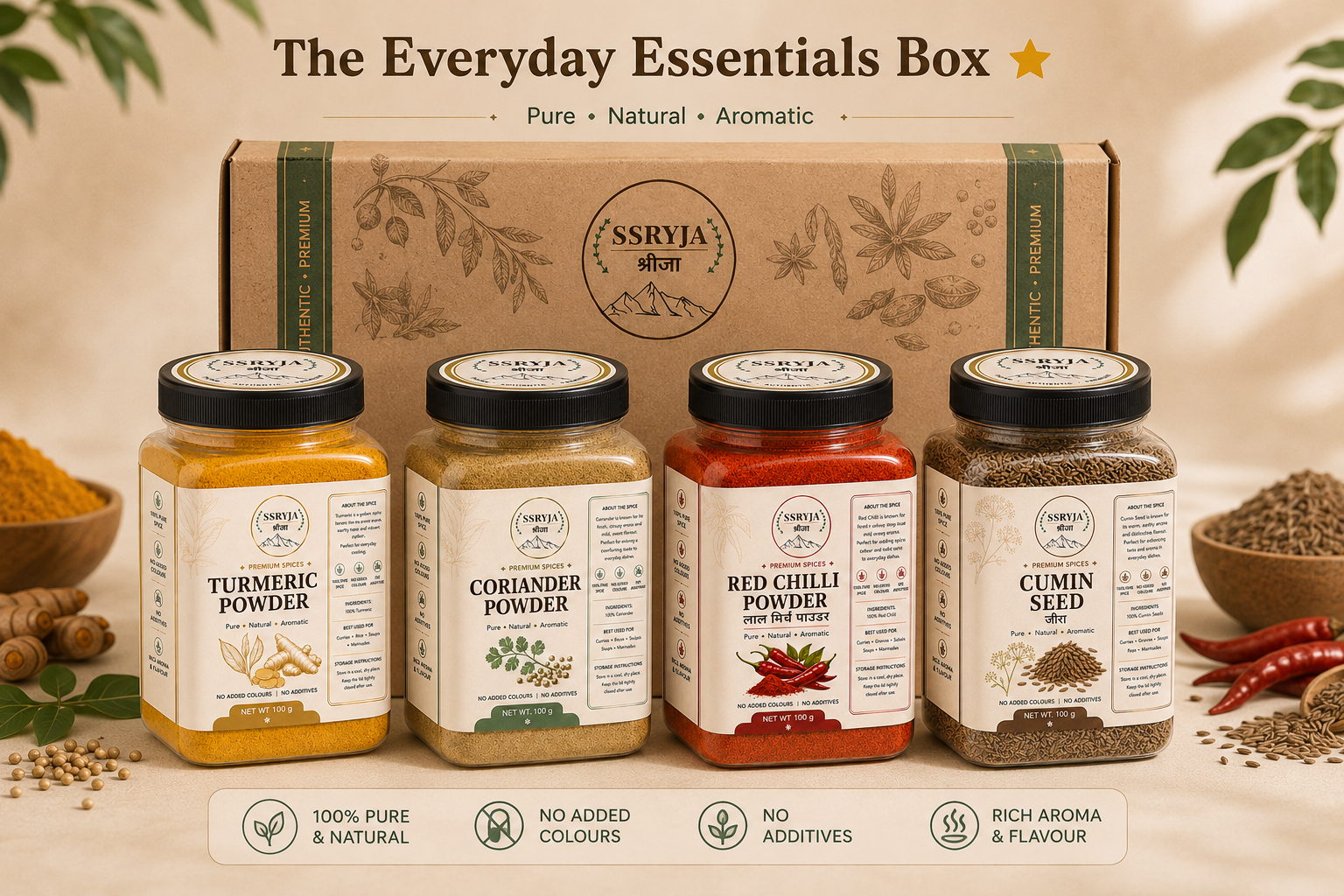 SSRYJA Everyday Essentials Box – 4 Essential Indian Spices